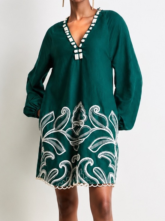 ON 34th Dresses & Skirts - 🆕🌲ON34th Alix Friedberg Palm Royale Inspired Tunic Dress Forest Boho LinenBlend